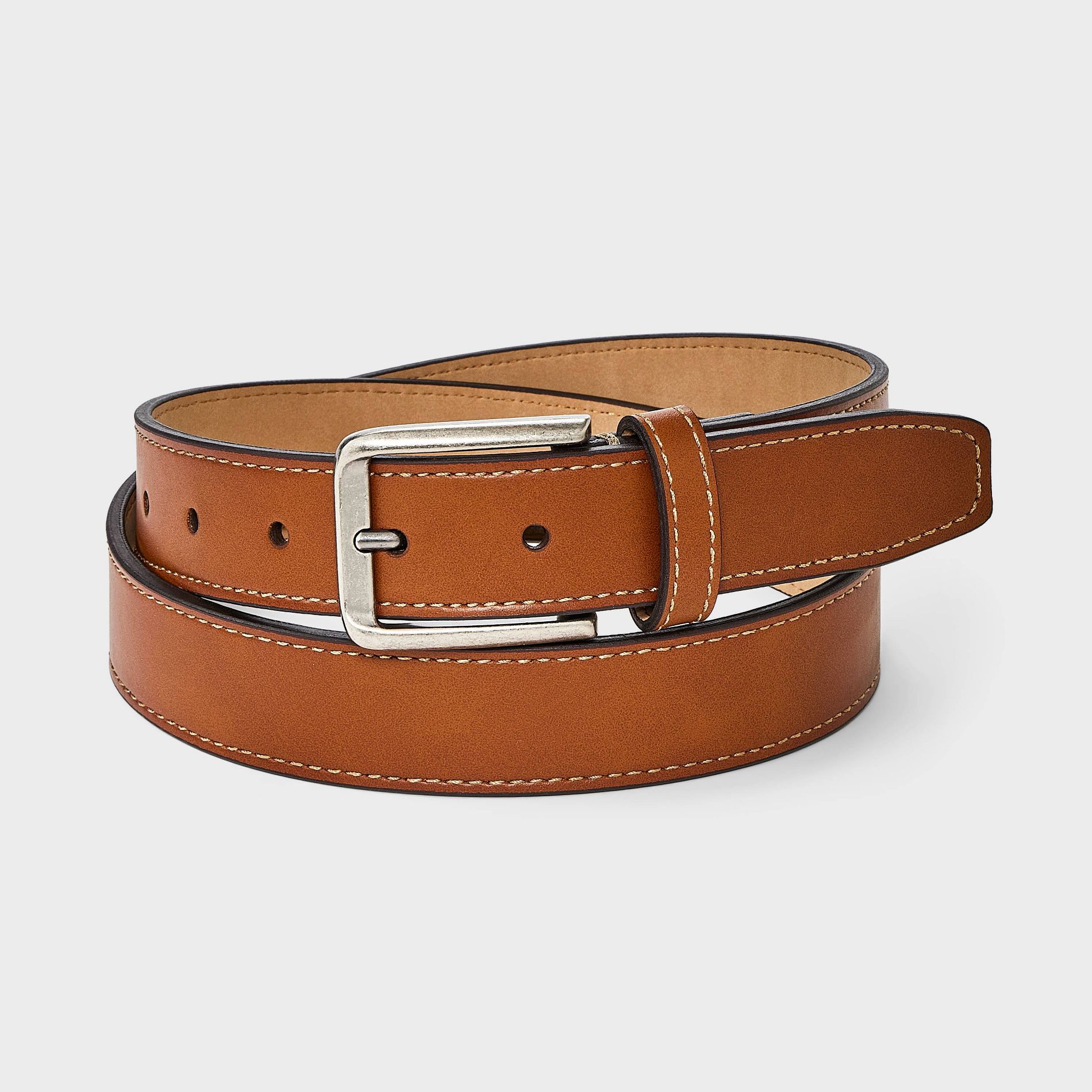 Men's Stitched Edge Dress Belt - Goodfellow & Co™ Brown
