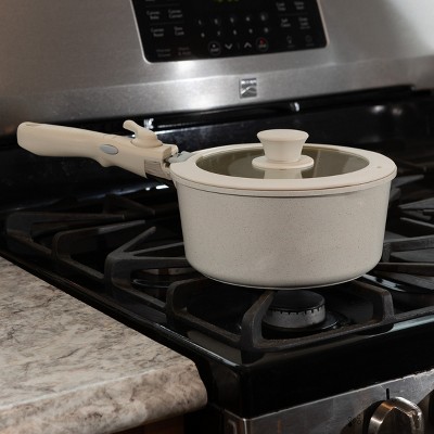 Cream 8-Piece Nonstick Aluminum Cookware Set with Detachable Handle