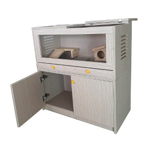 Large Hamster Cage, Hamster Habitat Cage with Split Storage Cabinet, Drawer, Openable Top with Transparent Acrylic Board for Hedgehog Small Animal - 1 of 4