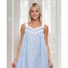 ADR Women's Cotton Nightgown, Sleeveless Lace Trimmed Button Up Short Vintage Night Dress Gown - 4 of 4