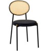 LeisureMod 5-PC Dining Set - 36" Round Dining Table Sintered Stone Top & Black Pedestal, 4 Velvet Dining Chairs in Black Steel Legs - 3 of 4