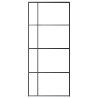 Black Frosted Glass and Aluminum Sliding Door 35.4" x 80.7"
