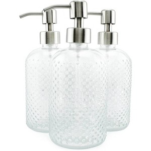 AuldHome Design Hobnail Glass Soap Dispenser, 3pk; Decorative Pump Bottles - 1 of 4