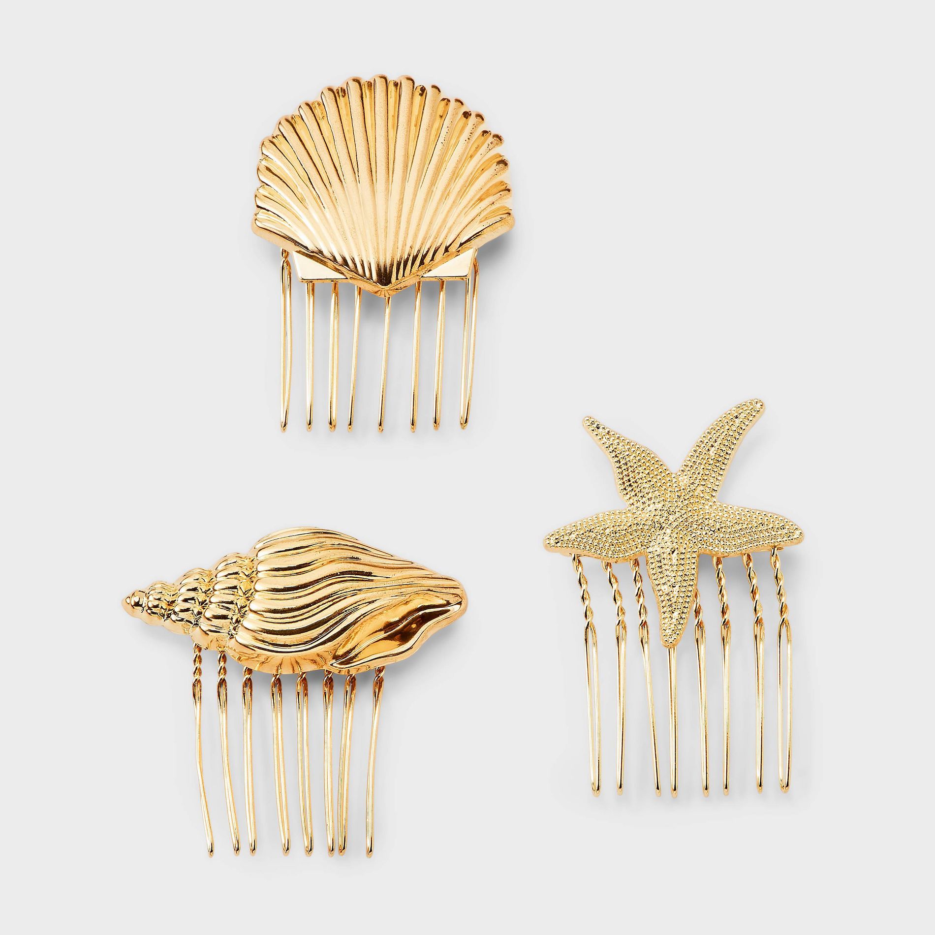 Sea Life Hair Comb 3pc Set - A New Day™ Gold