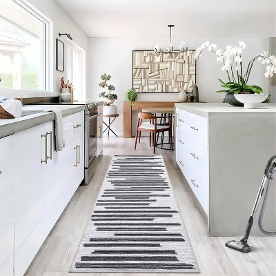 Berber Stripe Rug – Washable, Low Pile, Non-Slip, Foldable Area Rug for Living Room, Bedroom, Dining Room, Office, Soft & Modern