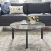 COWLOWN White Round Modern Coffee Table, Imitation Marble Top & Solid Rubber Wood Legs, Beveled Edge Design - 3 of 4