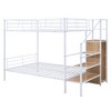 TIRAMISUBEST Twin Over Twin/Full Over Full Bunk Bed w/ Lateral Storage Ladder & Small Wardrobe, Metal Bunk Bedframe with Storage Shelves and Guardrail - 3 of 4