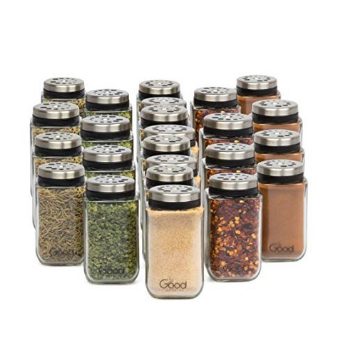 6 Pack 8oz Plastic Spice Jars with Black Cap and Shaker Lids for