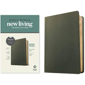 NLT Personal Size Giant Print Bible, Filament-Enabled Edition (Genuine Leather, Olive Green, Red Letter) - Large Print (Leather Bound)