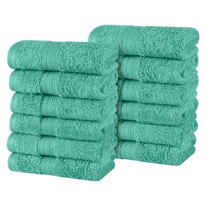 Cotton Plush Soft Highly-Absorbent Heavyweight Luxury Face Towel Washcloth Set of 12 by Blue Nile Mills - 1 of 4