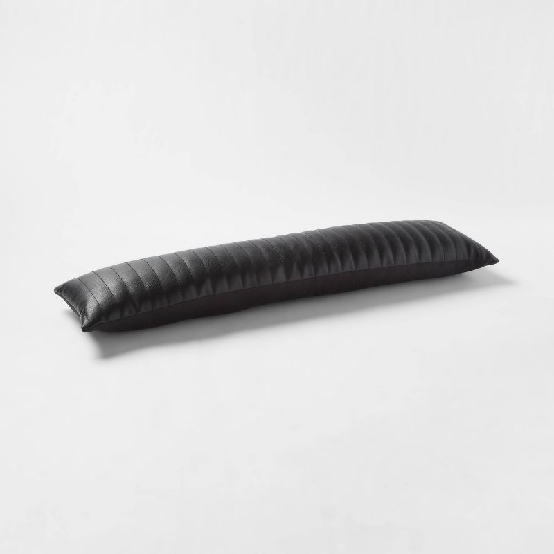 Lumbar Faux Leather Channel Stitch Decorative Throw Pillow - Threshold™, 3 of 11
