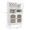 Wine Bar Cabinet with Removable Wine Rack, Wood Sideboard Buffet Storage Cabinet for Kitchen Dining Room Living Room - 3 of 4