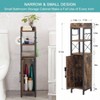 Small Bathroom Cabinet Slim Toilet Paper Holder with Door 2 Shelves Narrow Storage Organizer Waterproof Coating Brown - 3 of 4