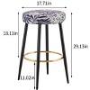 Gulches Minimalist Counter Height Bar Stools Set of 2, 24" PU Upholstered Dining Chairs, Silver Leaves Velvet with Golden Footrest - 3 of 4