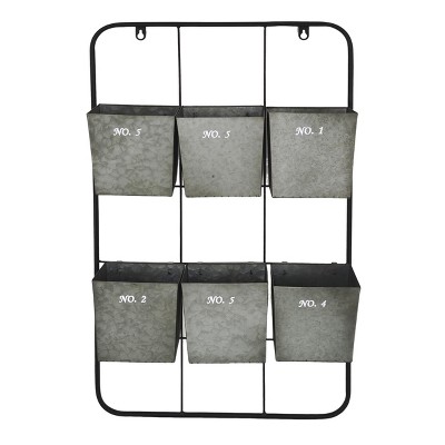 VIP Metal 28 in. Silver 6-Pocket Bin Wall Organizer