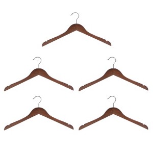 Unique Bargains Non-Slip Solid Wooden Suit Hangers with 360° Swivel Round Hook and Soft Stripes - 1 of 4