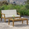GDFStudio Camak Outdoor Acacia Wood Loveseat and Coffee Table Set,  Teak\Beige - 2 of 4