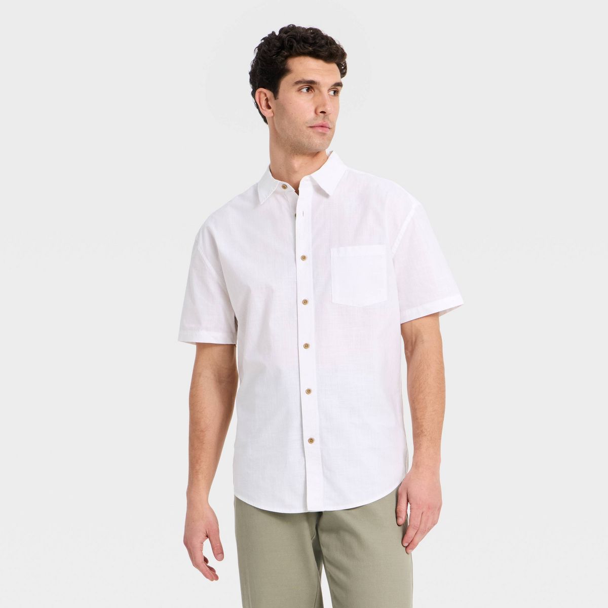 Men's Short Sleeve Slub Button-Down Shirt - Goodfellow & Co™ - thumbnail 4