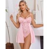 Clotth Women's Floral Lace Teddy Lingerie Nightgown, Floral Snap Crotch Chemise Nightie Babydoll Lingerie for Women, Red - 2 of 4