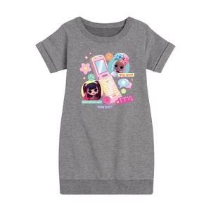 Girls' - LOL Surprise! - Cell Phone Chat Girls Graphic Short Sleeve Fleece Dress - 1 of 4