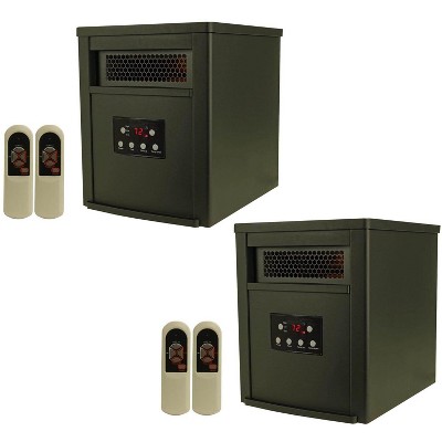 LifeSmart 1500 Watt Portable Electric Infrared Room Space Heater for Indoor Use, Black (2 Pack)