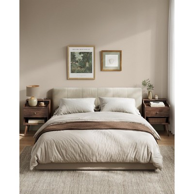 Walnut Mid-Century Modern 2-Drawer Nightstands with Solid Wood Legs