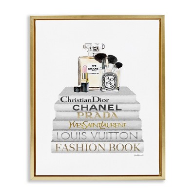 Stupell Industries Bookstack with Makeup Accessories, 17" x 21"