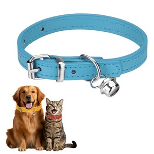 Unique Bargains Dog Collar with Bell Adjustable Buckle PU Leather Dog Collars - 1 of 4