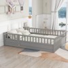 KTMBDW Twin/Full Size Floor Bed with Slats, Wood Montessori Floor Bed with Fence and Door, Kids Montessori Bed, Montessori Floor Bed for Girls, Boys - 2 of 4