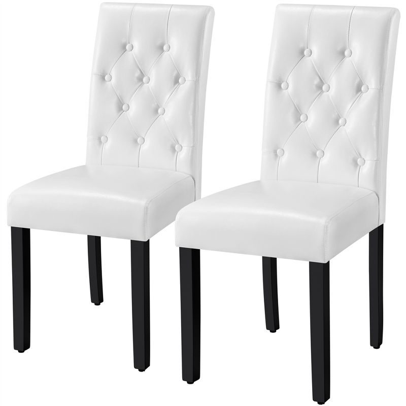 Yaheetech 2pcs Button Padded Dining Chair with Solid Wood Legs, 1 of 8