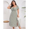 Womens Plus Size Square Neck Wrap Maxi Dress High Waist Ruffle Summer Casual Dress - 4 of 4