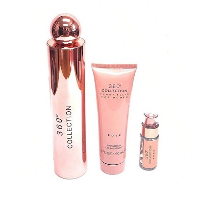 360 Rose by Perry Ellis for Women - 3 Pc Gift Set 3.4oz EDP Spray, 0.25oz EDP Spray , 3oz Shower Gel