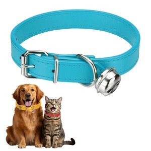 Unique Bargains Dog Collar with Bell Adjustable Buckle PU Leather Dog Collars - 1 of 4