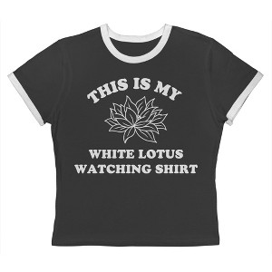 Rerun Island Women's Lotus Watching Shirt V2 Luxury Paradise Drama Short Sleeve Graphic Cotton Retro Vintage Ranger Baby Tee - 1 of 4