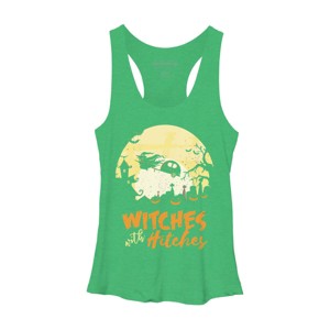Women's Design By Humans Halloween Camping Witches Hitches Funny By RedBirdLS Racerback Tank Top - 1 of 3