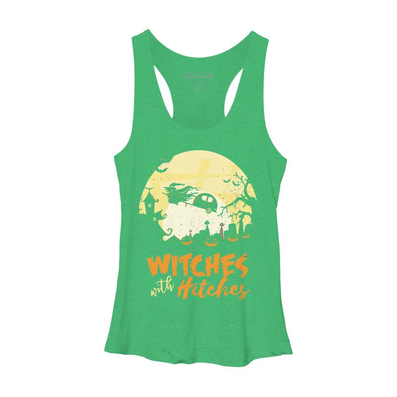 Women's Design By Humans Halloween Camping Witches Hitches Funny By RedBirdLS Racerback Tank Top, 1 of 4