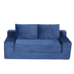 XINGHANZHENXUAN Corduroy Loveseat Sofa Bed with Pillows, 600lb Capacity No-Assembly Sofa for Living Room & Bedroom - 1 of 4