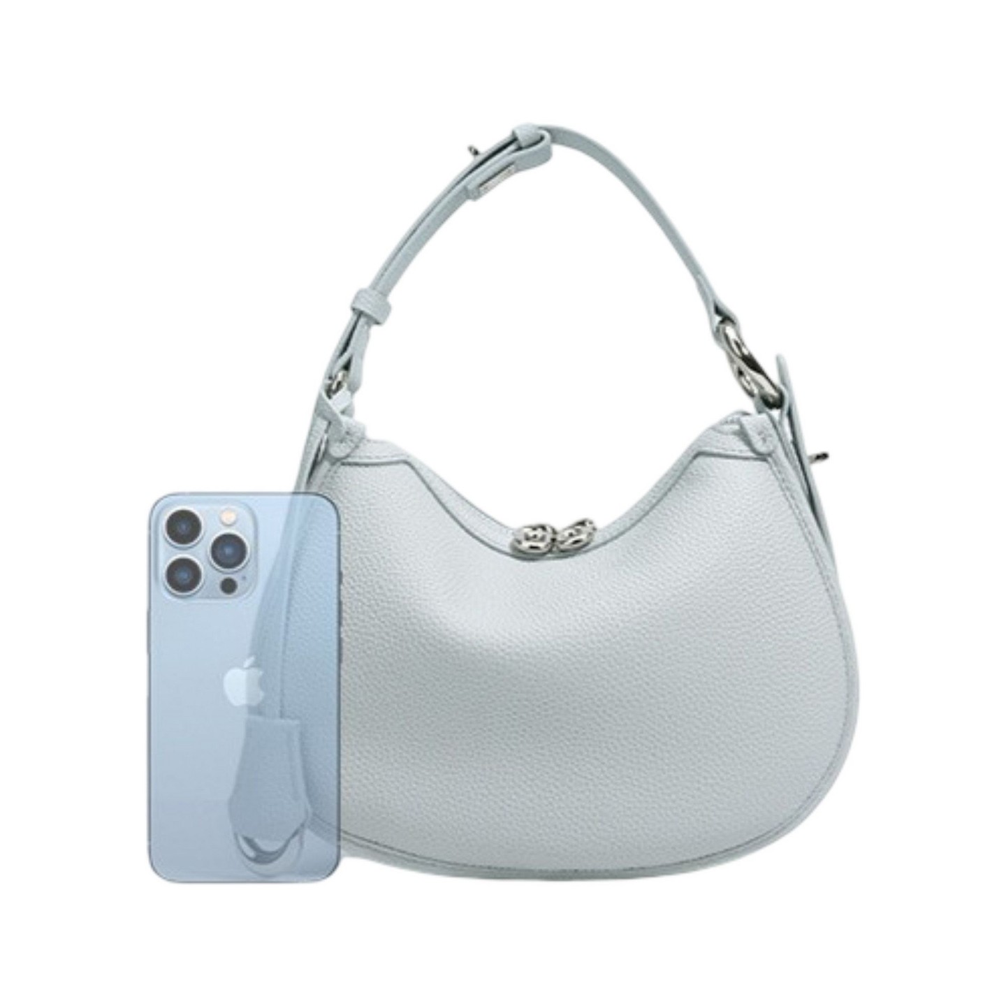 Женская сумка Alilang Crescent Leather Shoulder Purse with Adjustable Strap Multi Length Carry and Pebbled Finish - Blue — фото 4