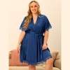 Agnes Orinda Women's Plus Size Satin Side Pocket Lace Trim Pajamas Robes - 3 of 4