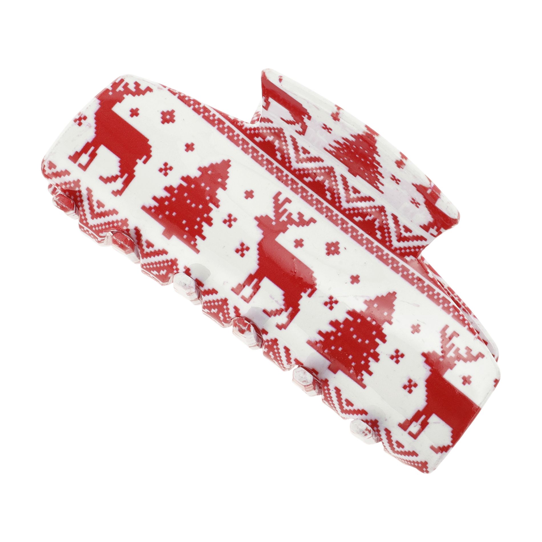 Unique Bargains Christmas Hair Clips Elk Tree Square for Christmas 3.35"x1.77"x1.97" Red White 1 Pc