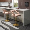 Costway Set of 2 Swivel Bar Stool with Footrest, 2-Layer Electroplated Metal Base Pink - 2 of 4