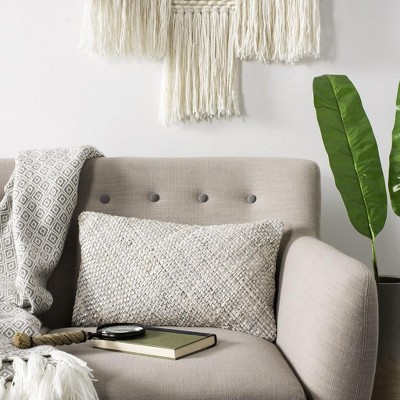 Shelby White Cowhide 12" x 20" Throw Pillow