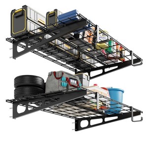 Heavy-Duty Garage Wall Mounted Shelves,Wall Mounted Storage Shelves,400 Lbs Load Capacity Garage Storage Rack Floating Shelves, 2 Pack - 1 of 4