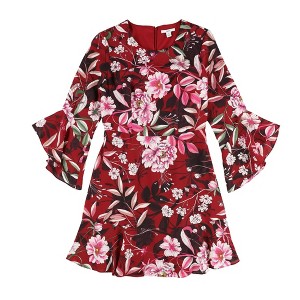 bar III Womens Bell Sleeve Floral Fit & Flare Dress - 1 of 2