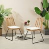 SKRAN 2-Piece Rattan Dining Chairs with Water-Resistant Cushions and Sturdy Frame, Outdoor Wicker Patio Seating for Kitchen Patio Deck - 2 of 4