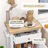 HOMCOM Utility Kitchen Cart, Rolling Kitchen Island with Smooth Rubberwood Top, Narrow Butcher Block Surface on Wheels with Storage Drawer & Cabinet - 4 of 4