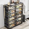 Kumasinova 6/8/10 Tiers Foldable Shoe Storage Cabinet with Clear PET Doors,Plastic Stackable Shoe Box,Shoe Organizer for Entryway,Living Room,Closet - 3 of 4