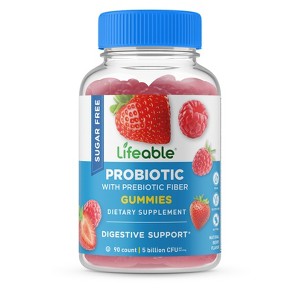 Lifeable - Sugar Free - Probiotic + Prebiotic Fiber - Adult - 90 Gummies - 1 of 2