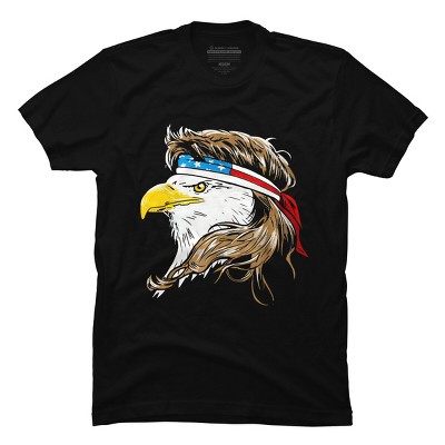 Men's Design By Humans July 4th Eagle Mullet American Flag By corndesign T-Shirt