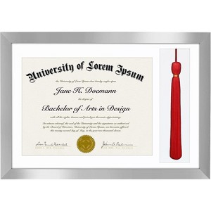 Americanflat 11x16 Graduation Frame with tempered shatter-resistant glass - 2 Opening Mat Displays 8.5"x11" Diploma or Certificate - 1 of 4